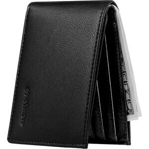 Men's Wallet Card Slot Black Front Pocket Style Vegan Leather Bifold Designed
